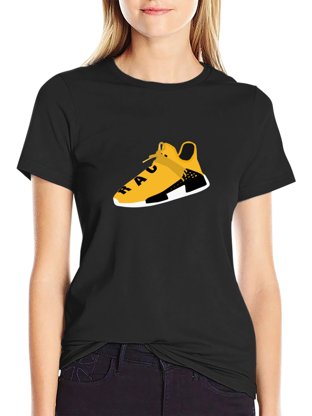 Black Tee with Graphic Shoe Design