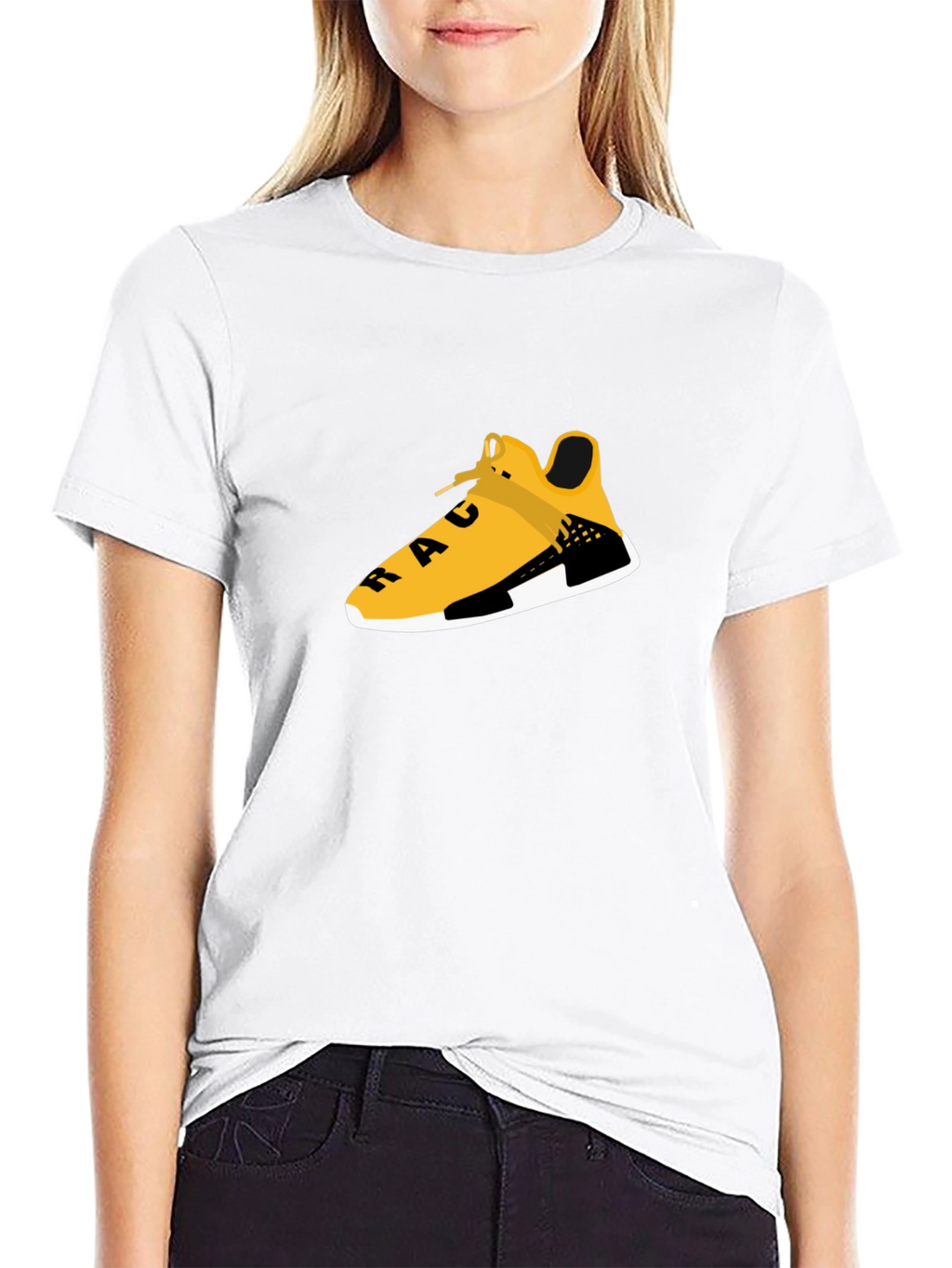 Black Tee with Graphic Shoe Design
