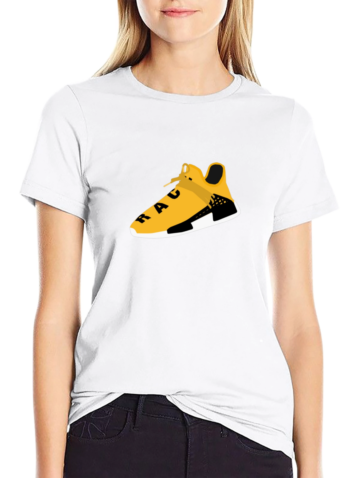 Black Tee with Graphic Shoe Design