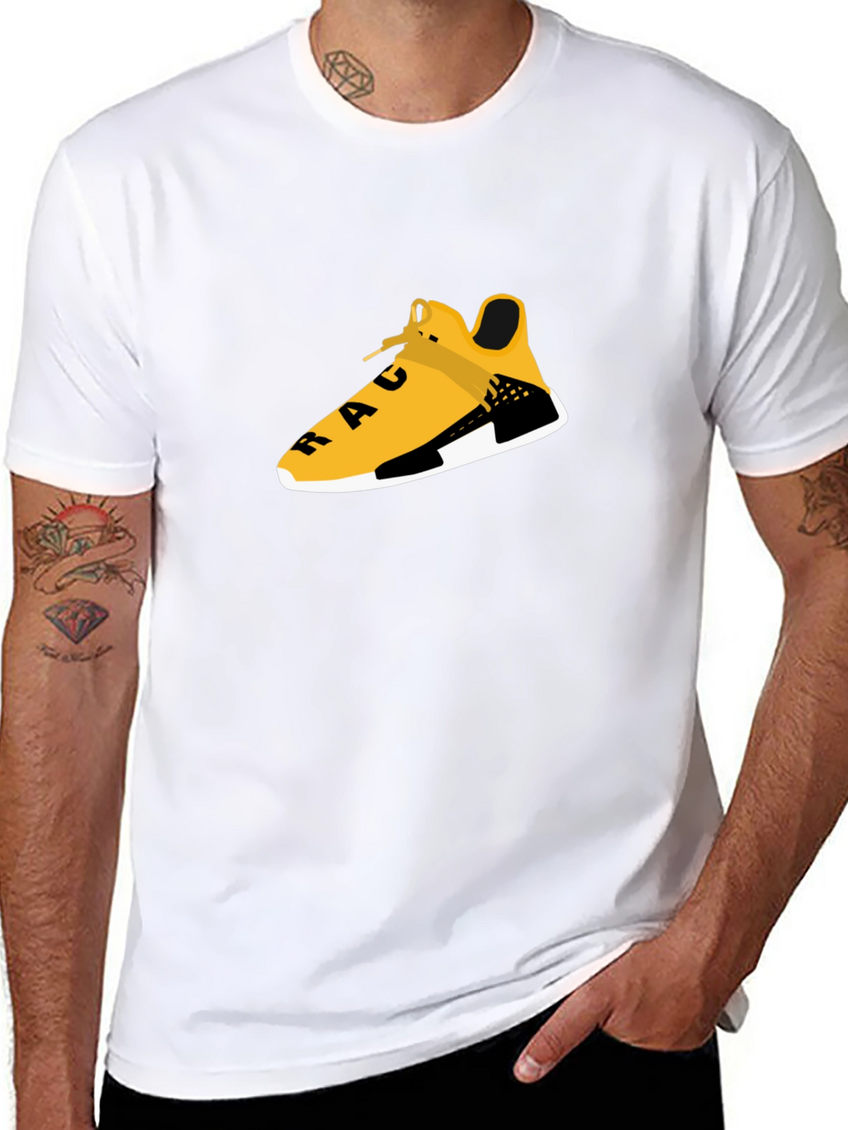 Black Tee with Graphic Shoe Design