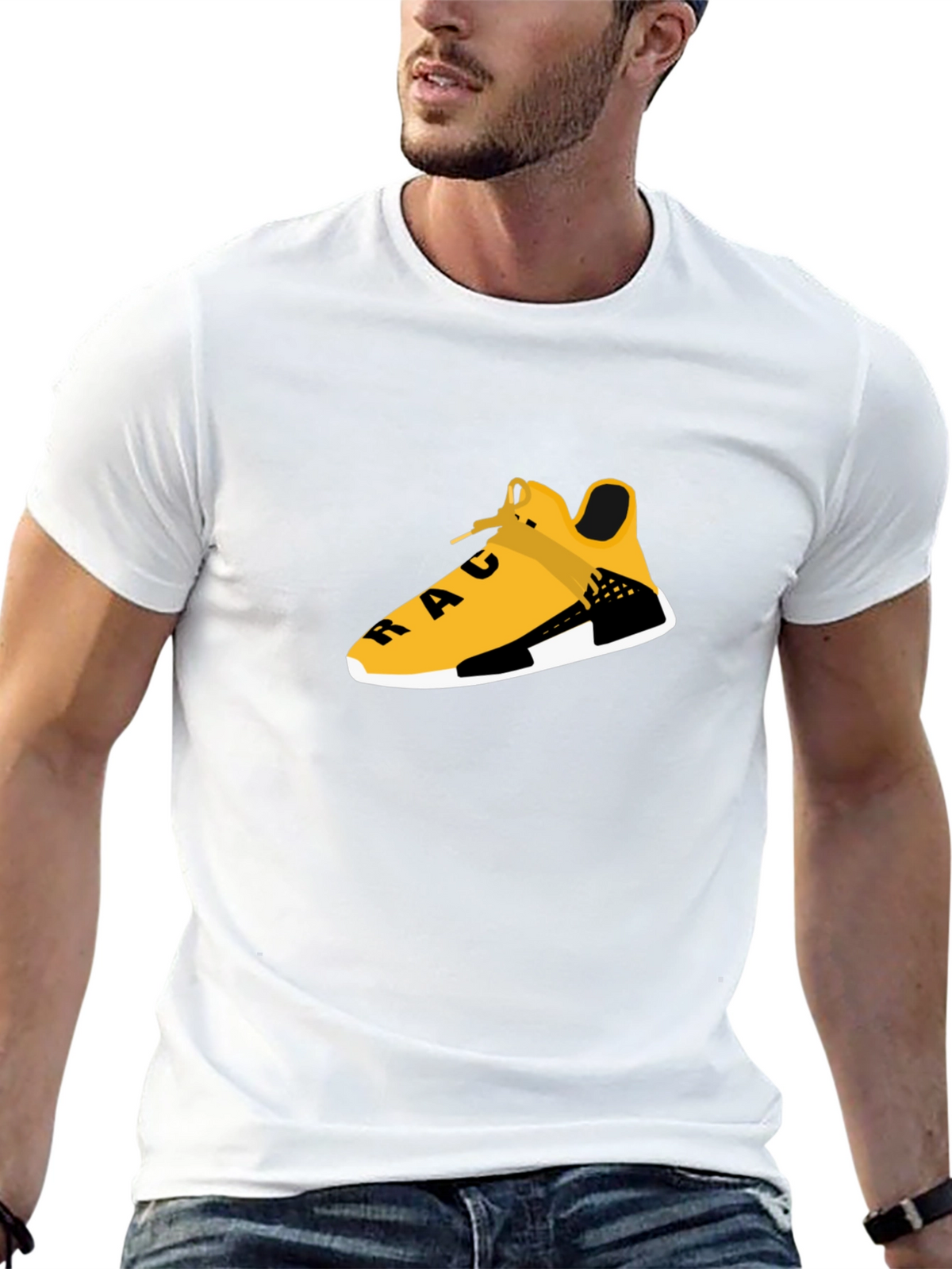 Black Tee with Graphic Shoe Design