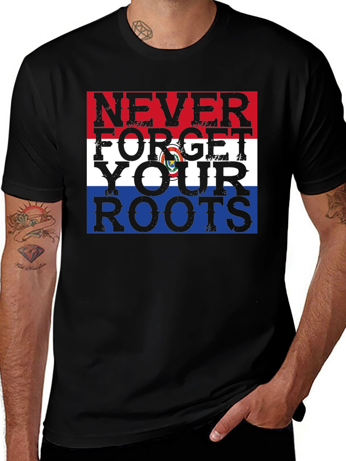 Never Forget Your Roots Paraguay Flag Graphic Tee