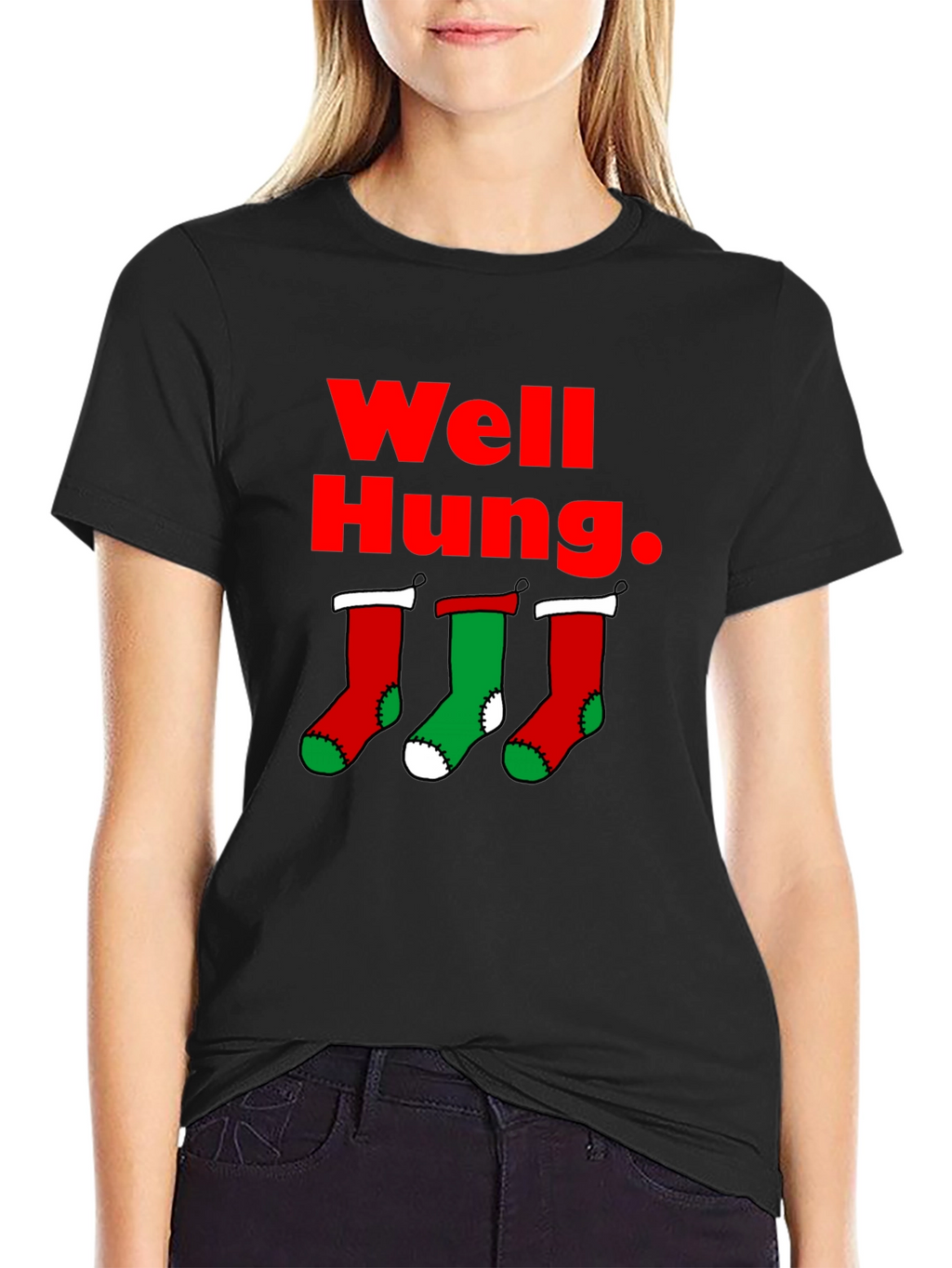 Well Hung Christmas Stockings T-Shirt