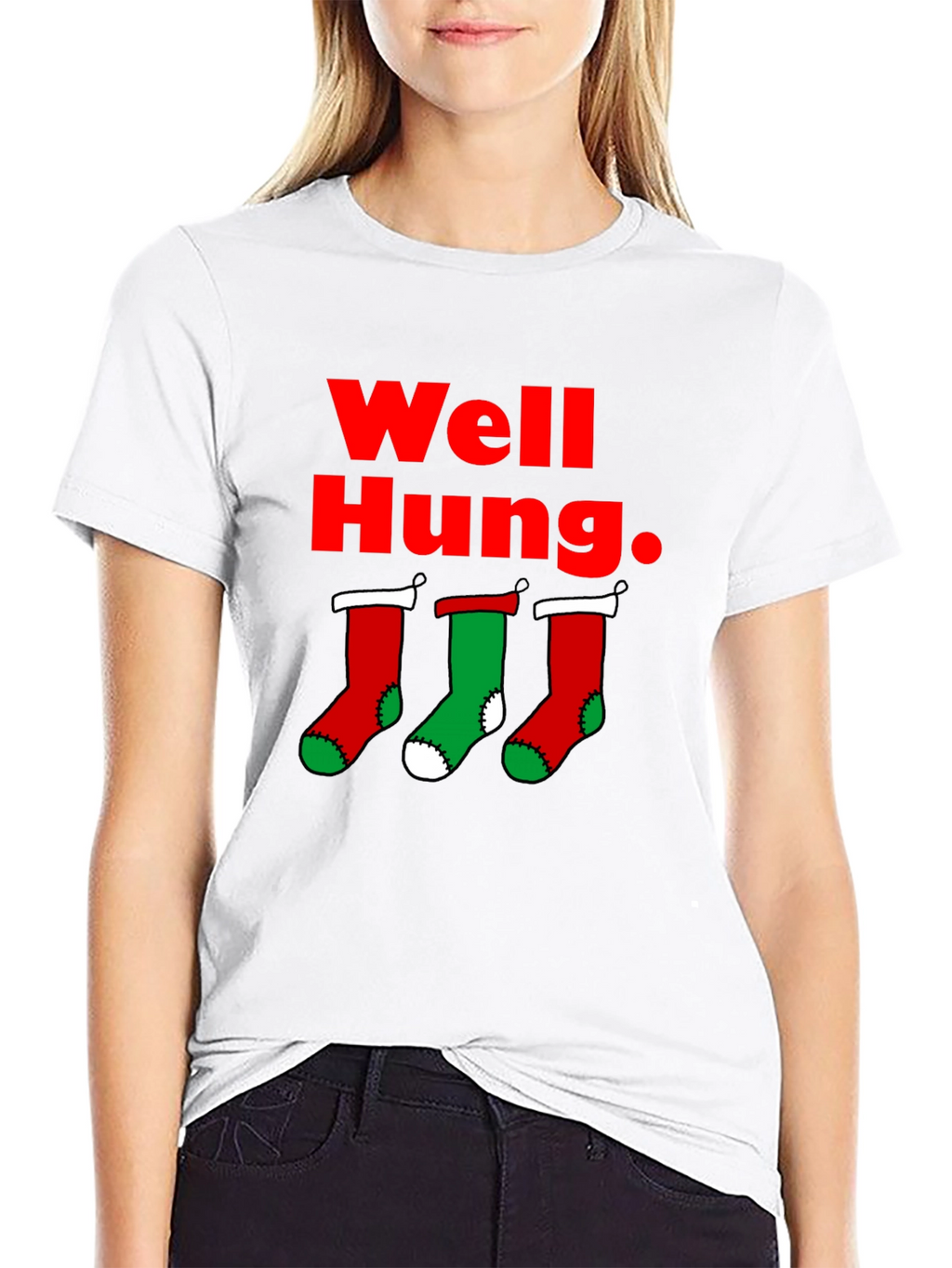 Well Hung Christmas Stockings T-Shirt