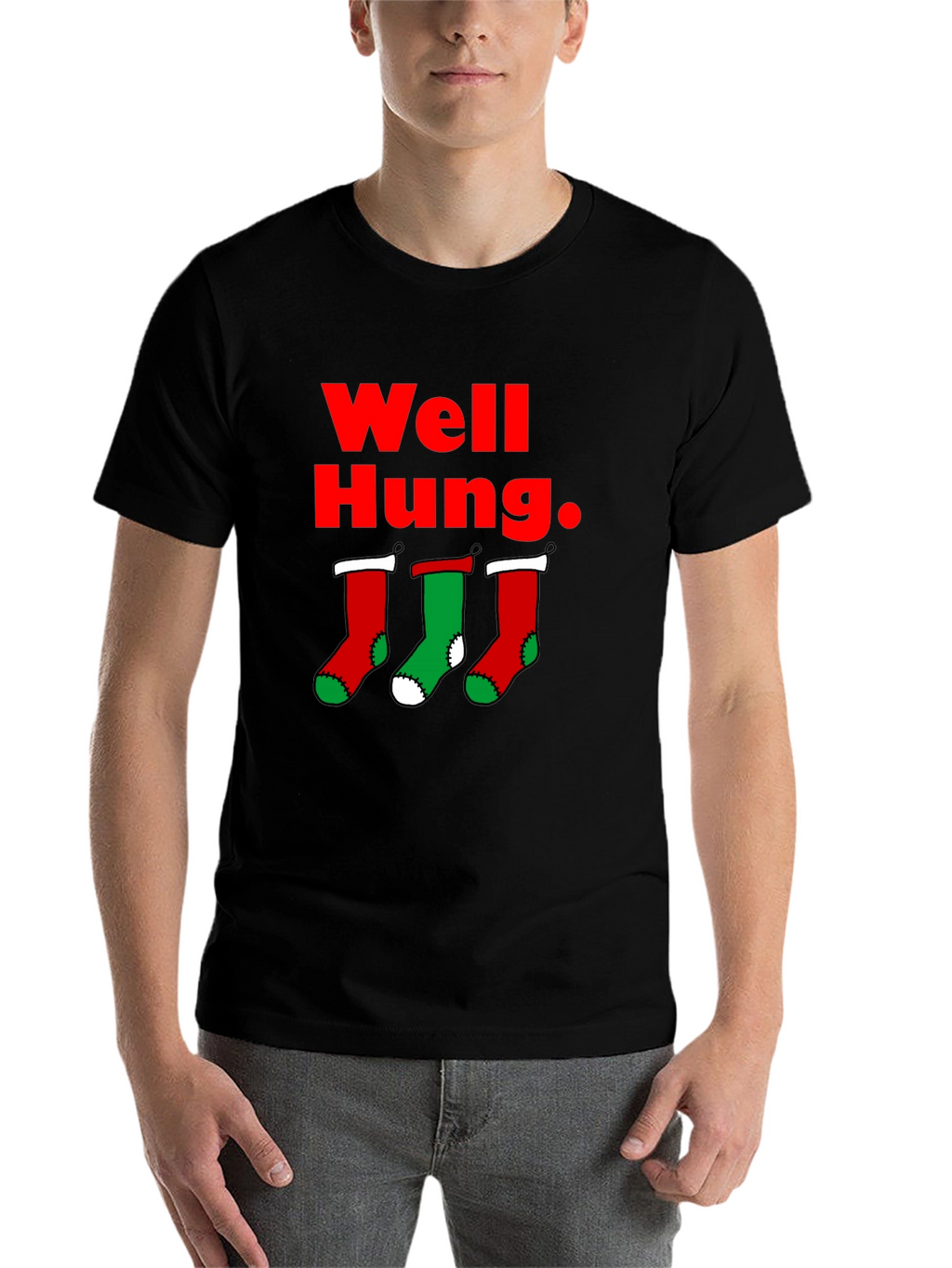 Well Hung Christmas Stockings T-Shirt
