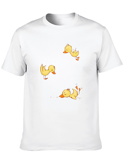Duckling Print Black Crew Neck T-Shirt