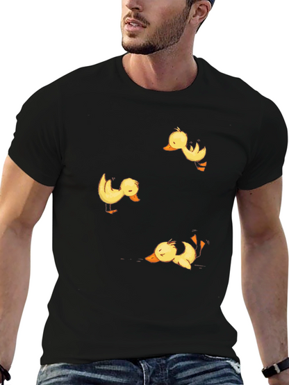 Duckling Print Black Crew Neck T-Shirt