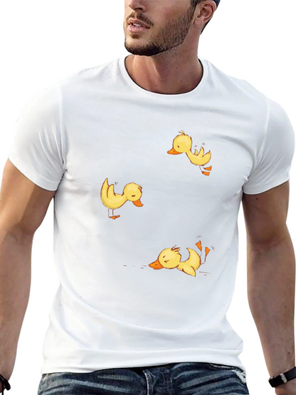 Duckling Print Black Crew Neck T-Shirt