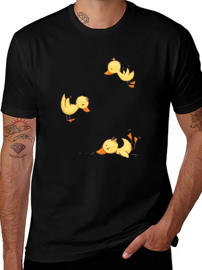 Duckling Print Black Crew Neck T-Shirt