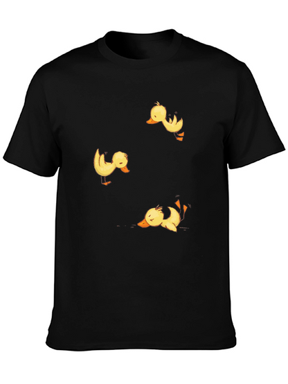 Duckling Print Black Crew Neck T-Shirt