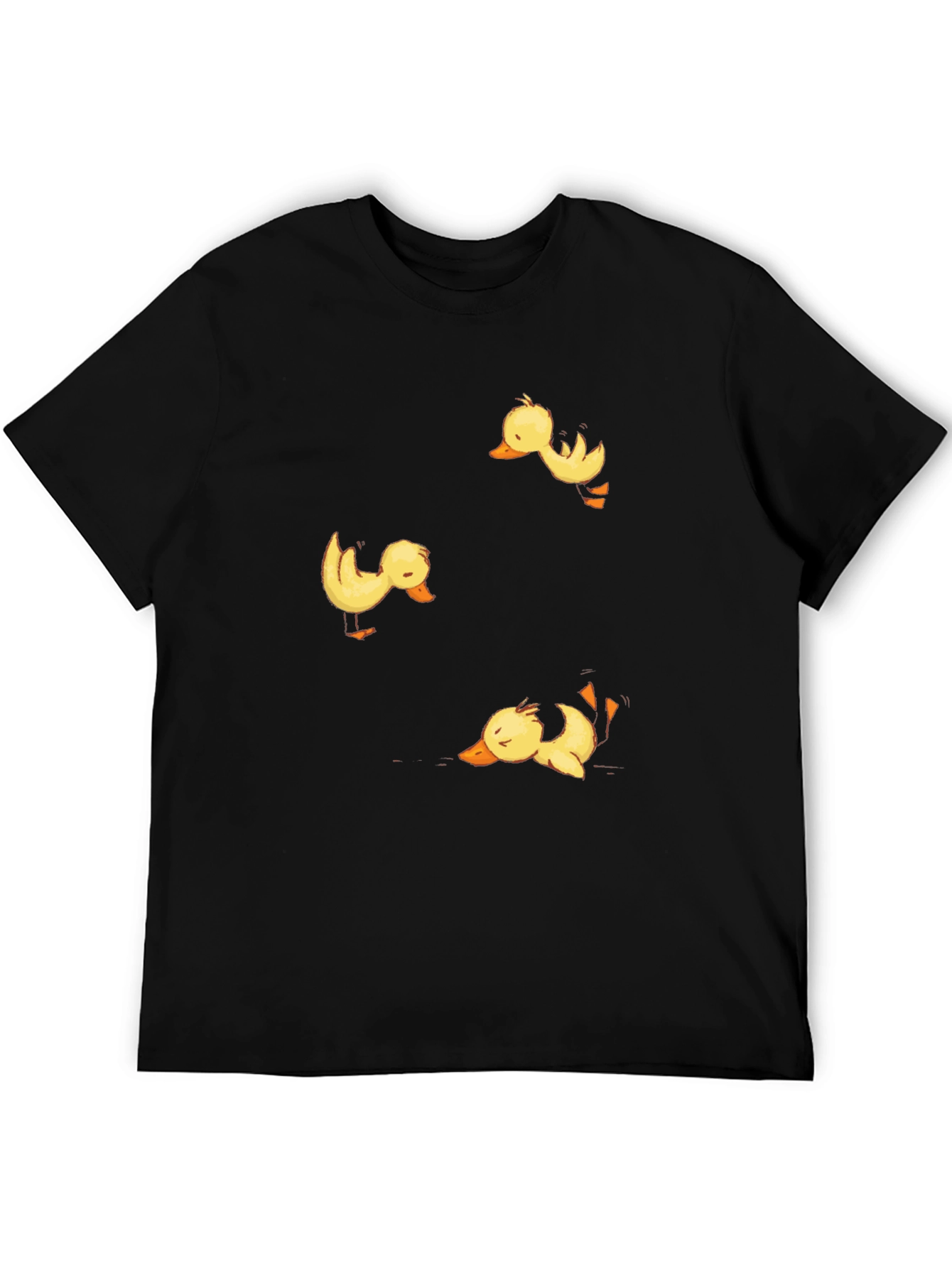 Duckling Print Black Crew Neck T-Shirt