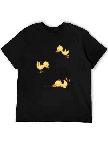 Duckling Print Black Crew Neck T-Shirt