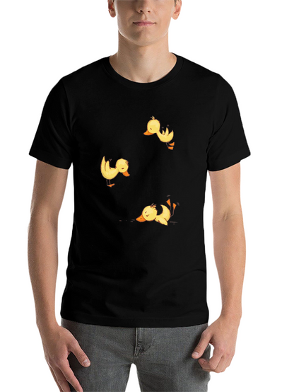 Duckling Print Black Crew Neck T-Shirt