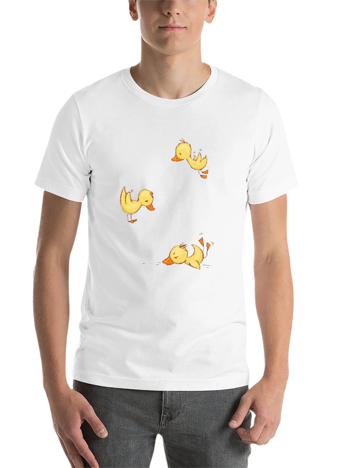 Duckling Print Black Crew Neck T-Shirt