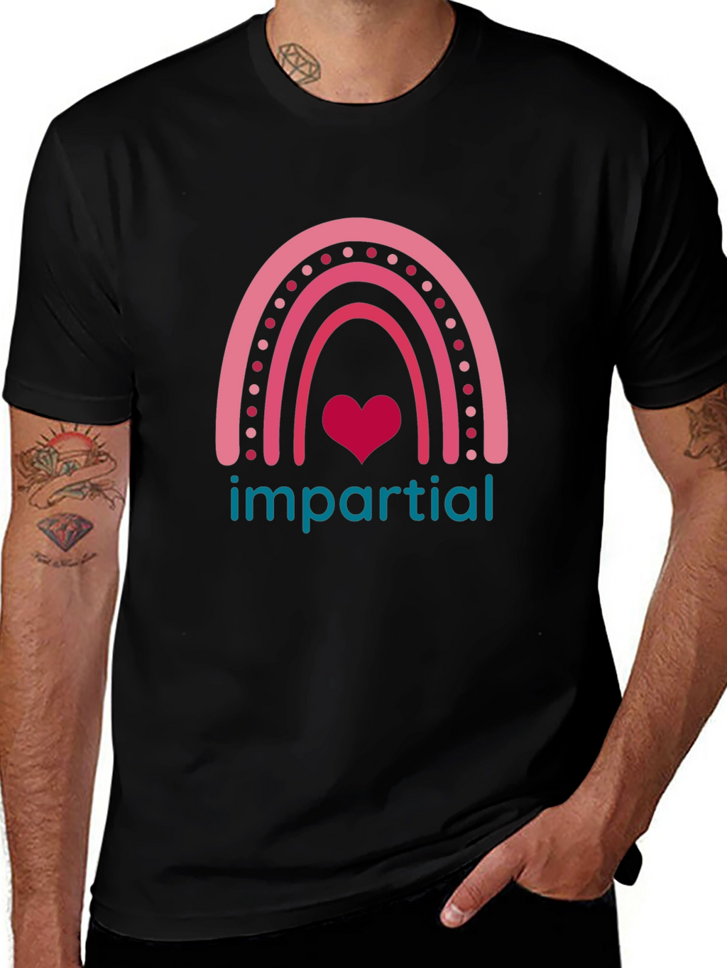 Impartial Rainbow Heart Graphic T-Shirt