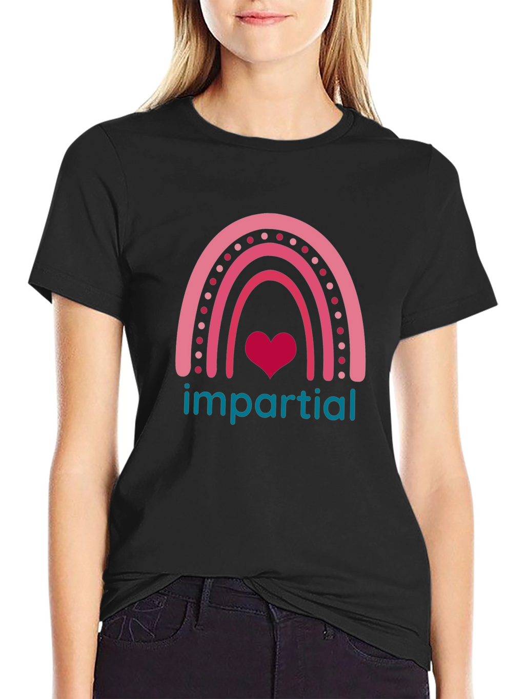 Impartial Rainbow Heart Graphic T-Shirt