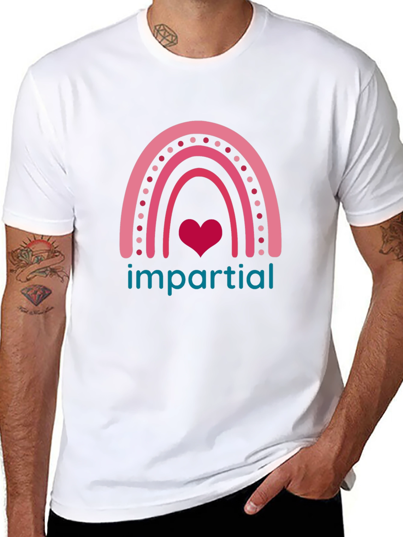 Impartial Rainbow Heart Graphic T-Shirt