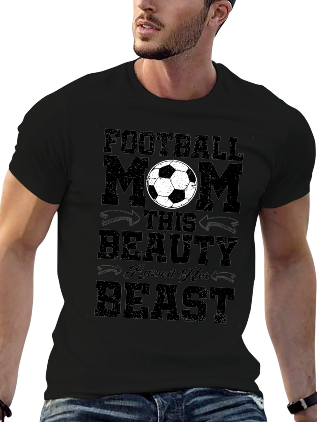 Football Mom T-Shirt - Raised Her Beast