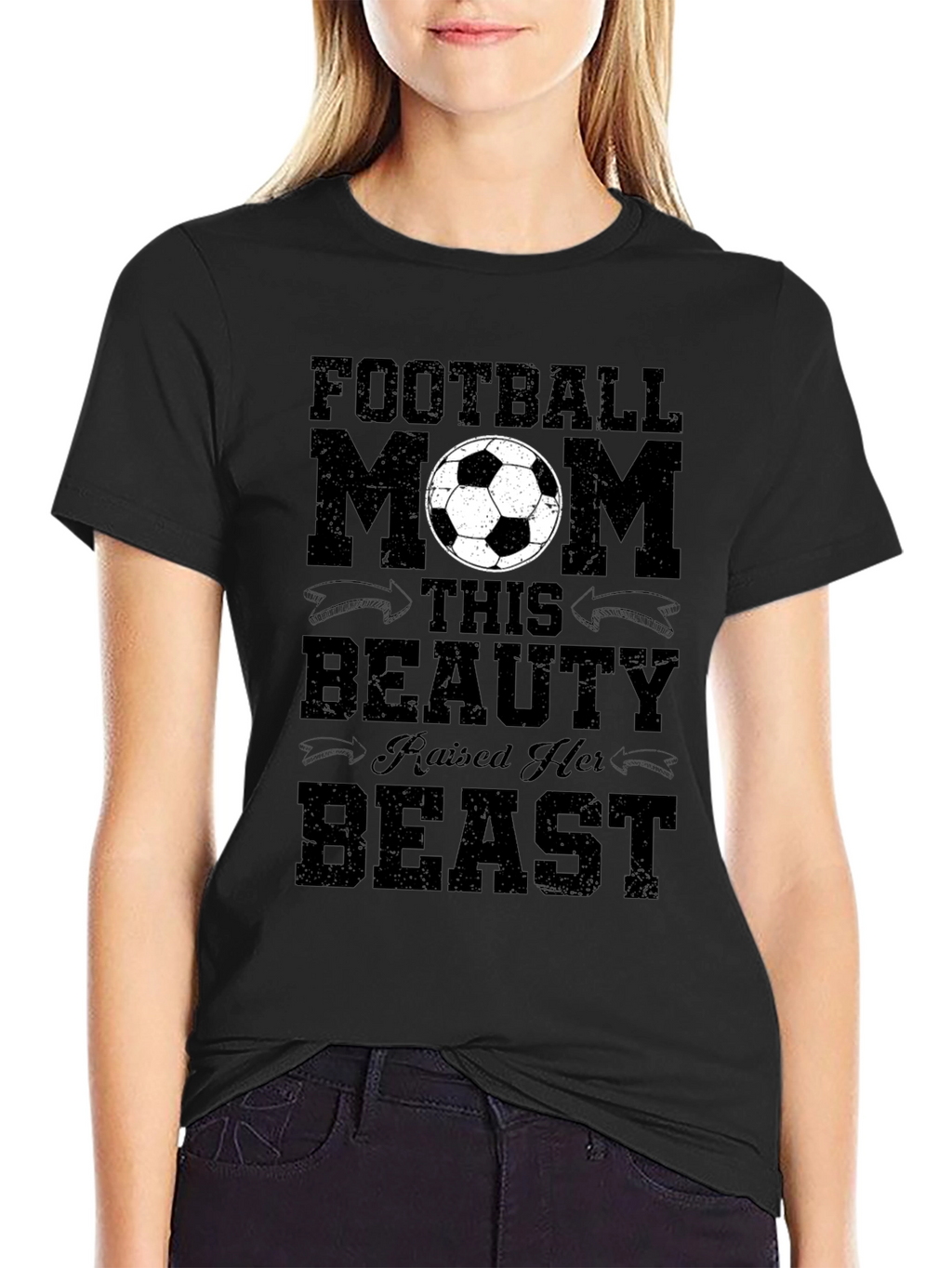 Football Mom T-Shirt - Raised Her Beast