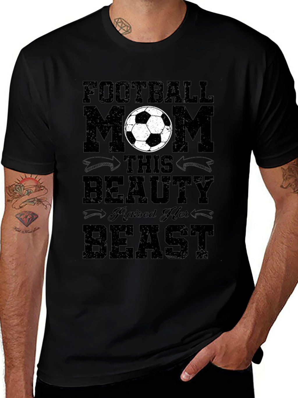 Football Mom T-Shirt - Raised Her Beast
