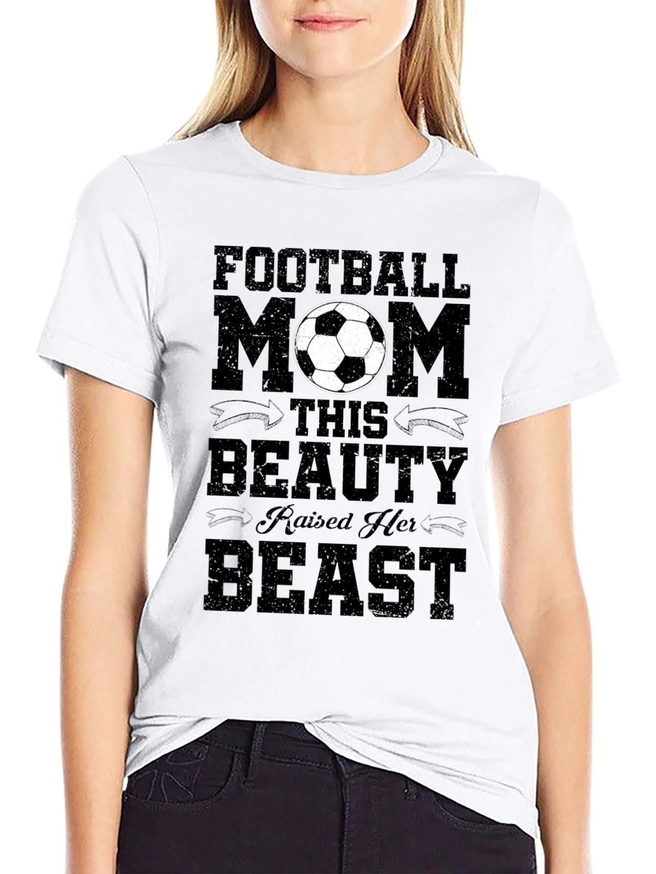 Football Mom T-Shirt - Raised Her Beast