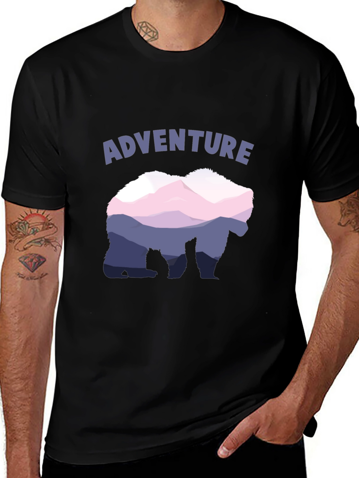 Adventure Bear Mountain Graphic Tee - Black