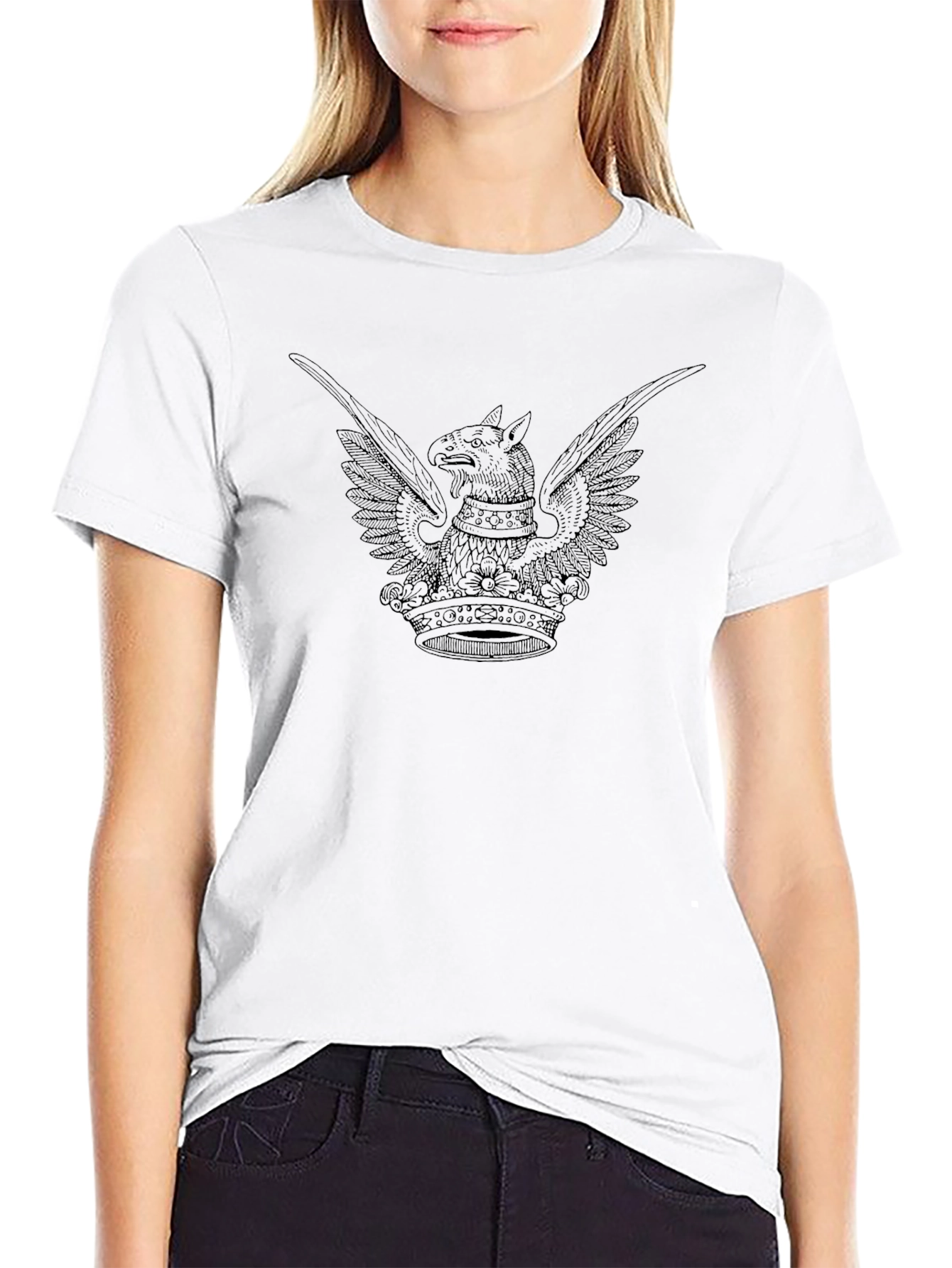 Black T-Shirt with Griffin Crown Graphic