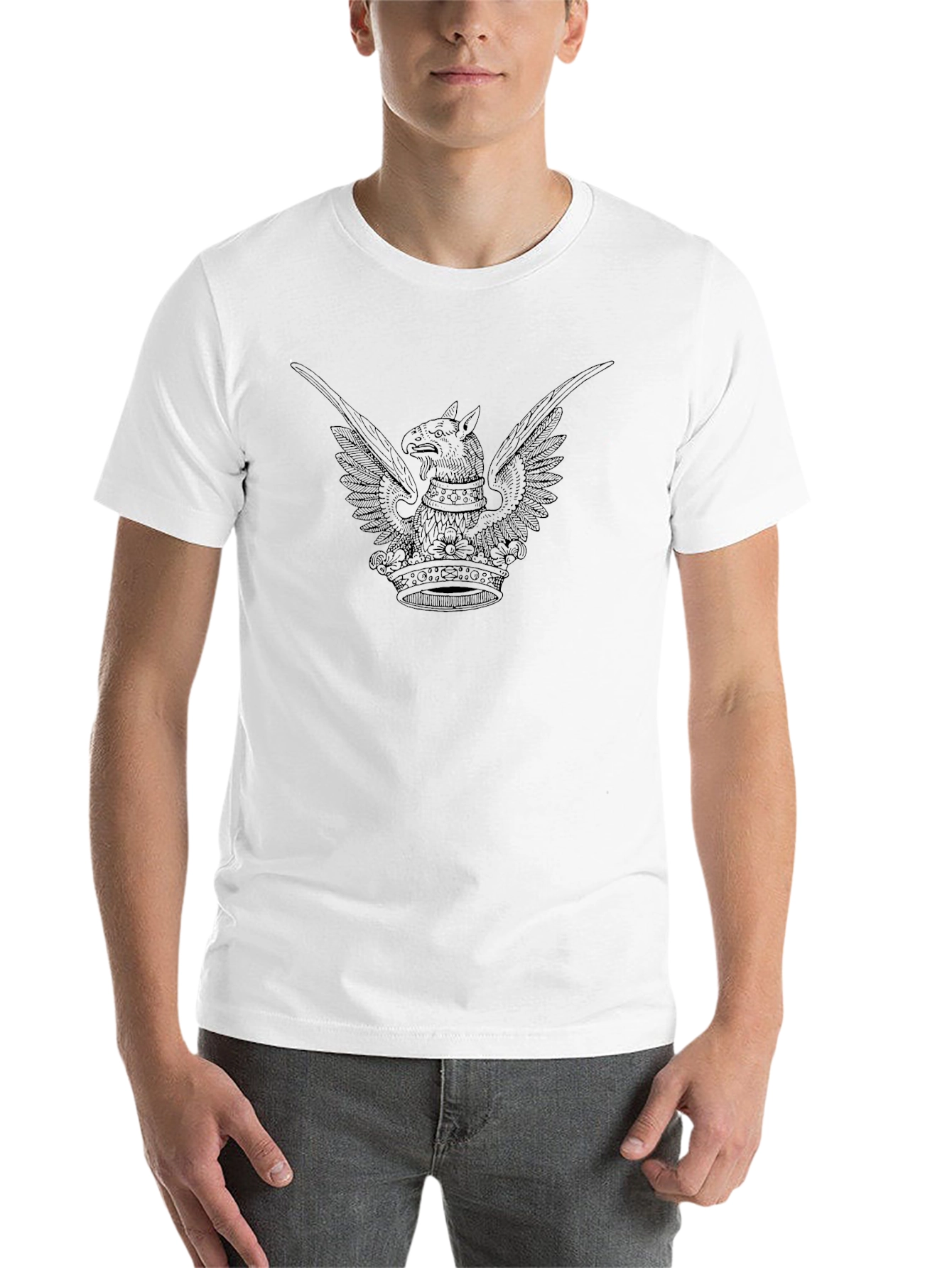 Black T-Shirt with Griffin Crown Graphic
