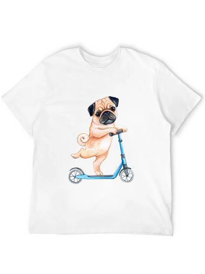 Pug on Scooter Graphic T-Shirt