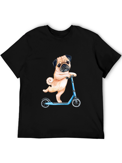 Pug on Scooter Graphic T-Shirt