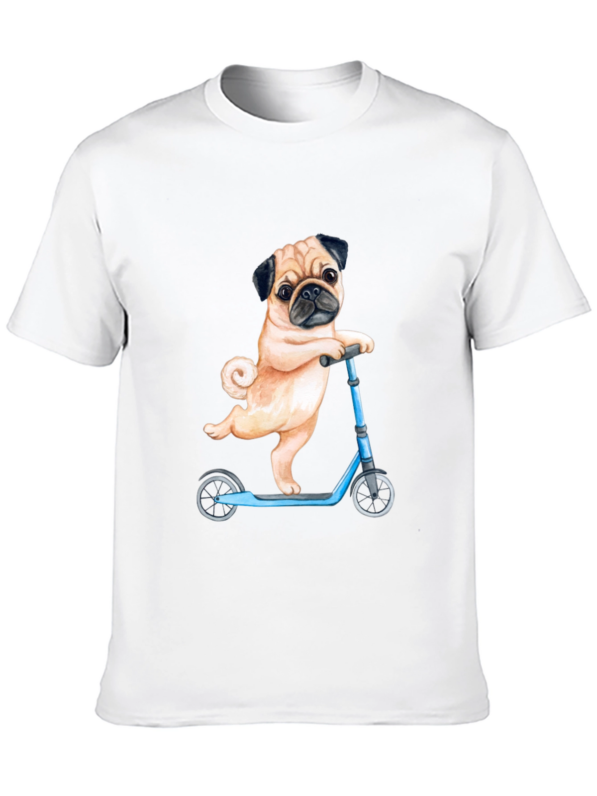 Pug on Scooter Graphic T-Shirt