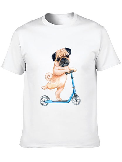 Pug on Scooter Graphic T-Shirt