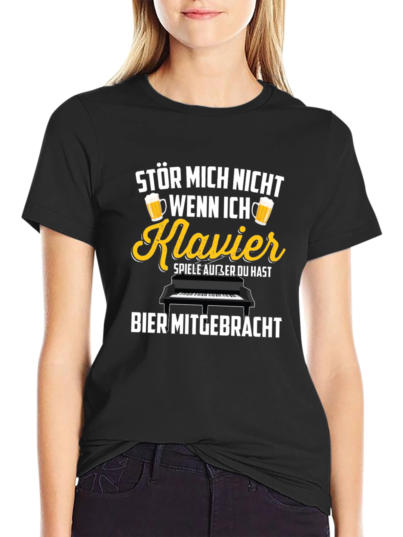 Funny German Piano & Beer T-Shirt - Stör Mich Nicht
