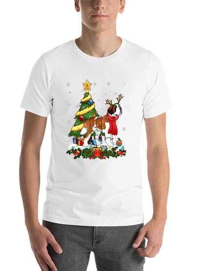 Christmas Saint Bernard Dog T-Shirt Holiday Tee