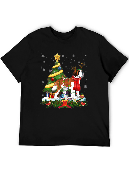 Christmas Saint Bernard Dog T-Shirt Holiday Tee