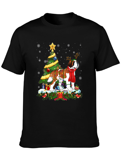 Christmas Saint Bernard Dog T-Shirt Holiday Tee