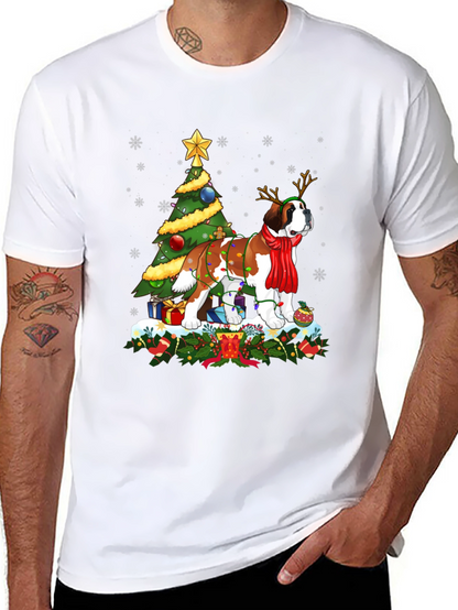 Christmas Saint Bernard Dog T-Shirt Holiday Tee