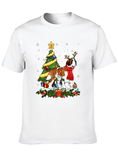 Christmas Saint Bernard Dog T-Shirt Holiday Tee