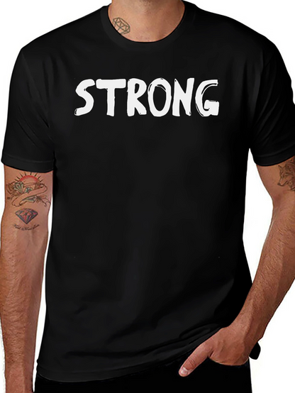 Strong Graphic Print Tee - Black Cotton Blend