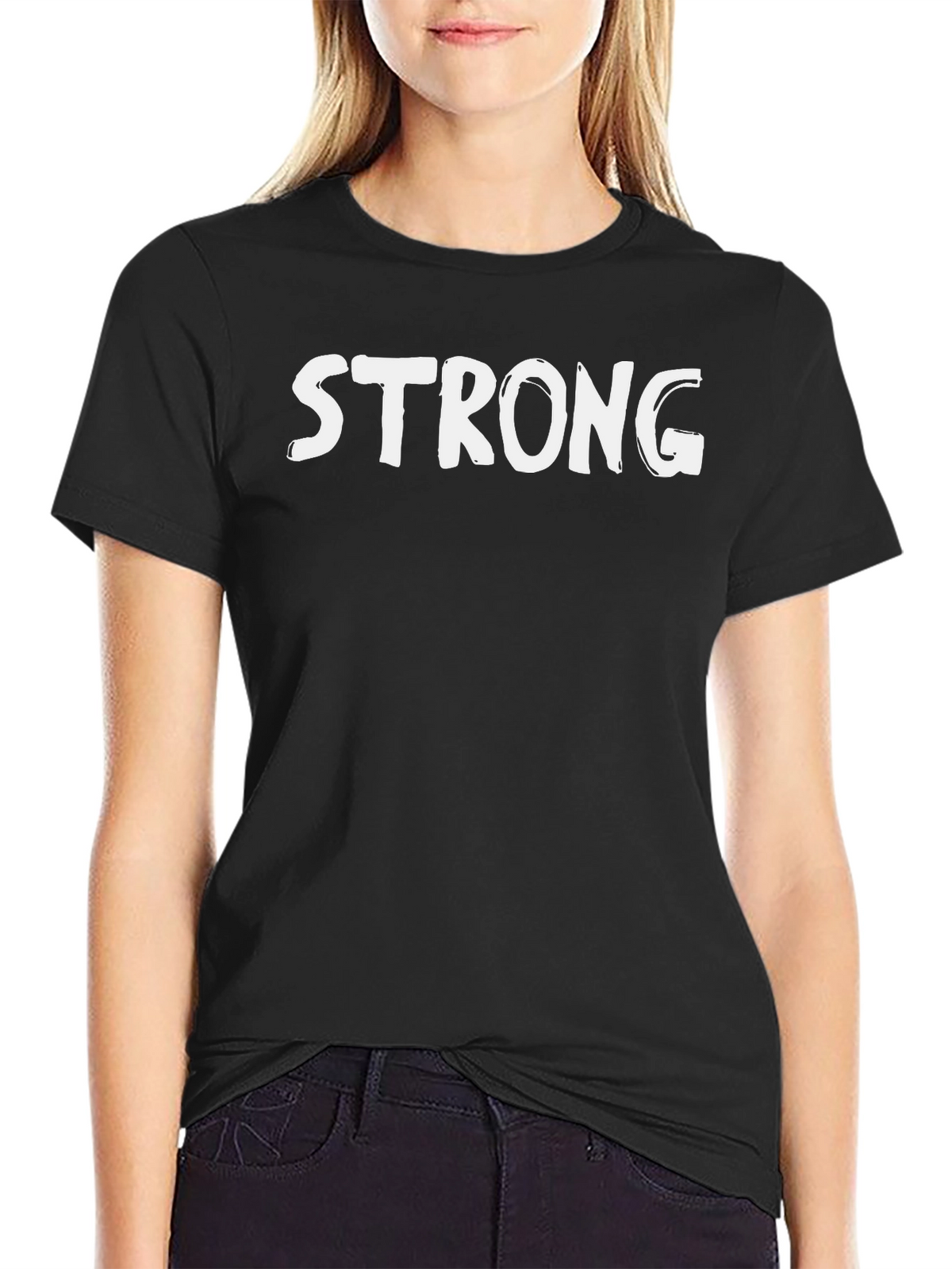 Strong Graphic Print Tee - Black Cotton Blend
