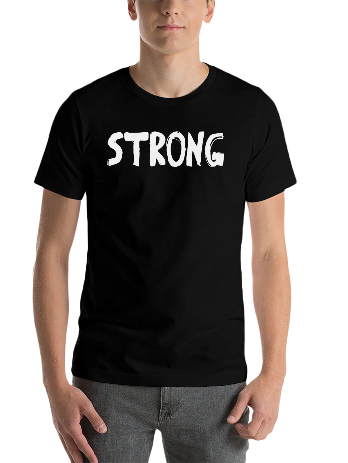 Strong Graphic Print Tee - Black Cotton Blend