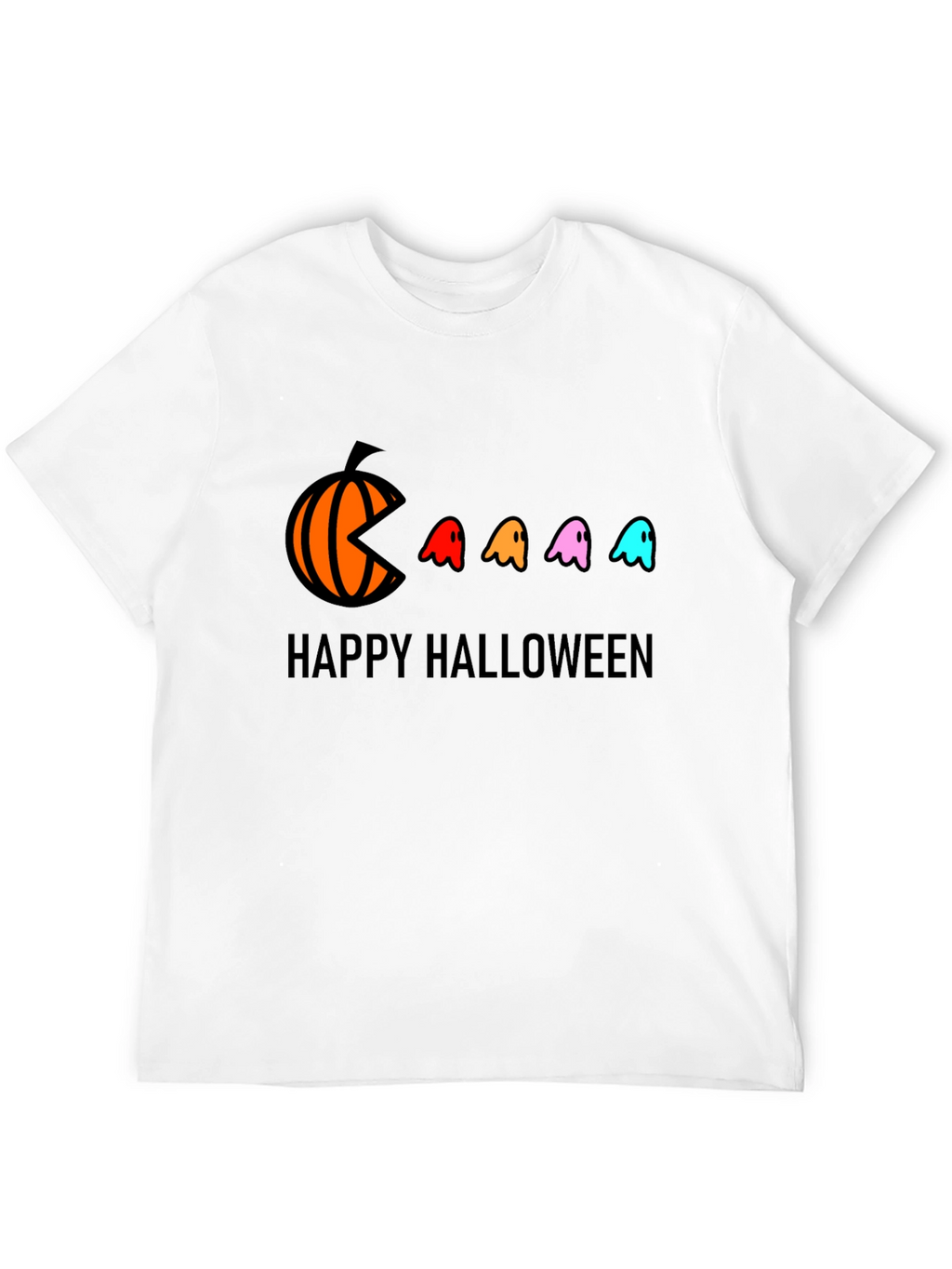 Happy Halloween T-Shirt - Pumpkin Pacman Ghost Design