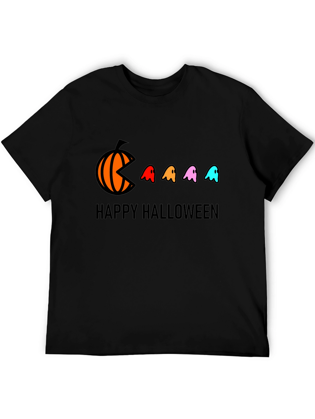 Happy Halloween T-Shirt - Pumpkin Pacman Ghost Design