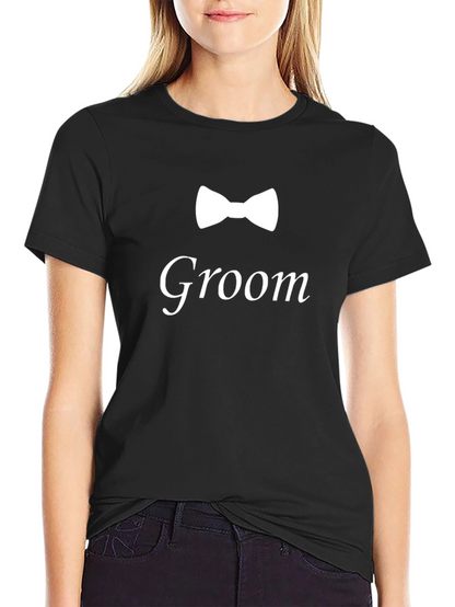 Groom Bow Tie Graphic Black T-Shirt