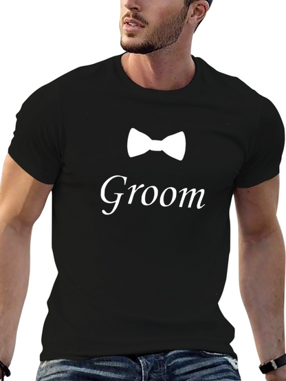 Groom Bow Tie Graphic Black T-Shirt