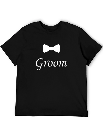 Groom Bow Tie Graphic Black T-Shirt