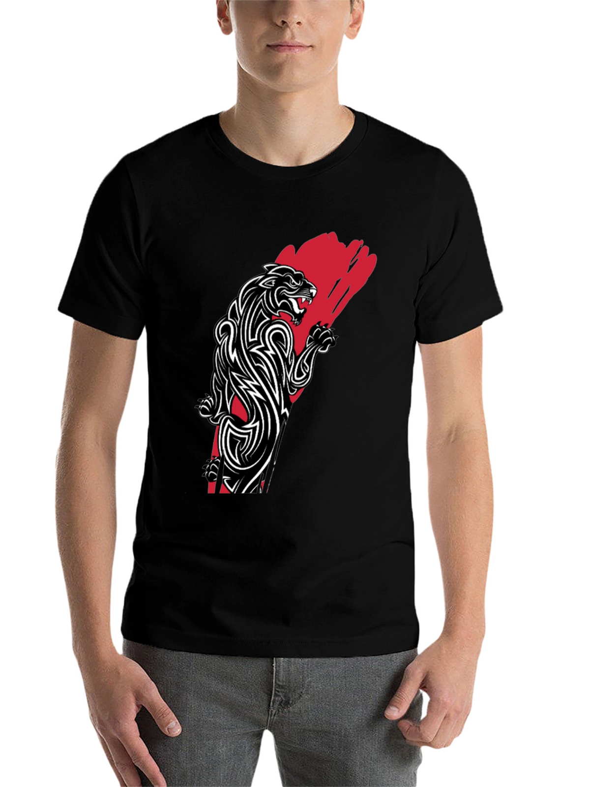 Tribal Panther Graphic Tee - Black