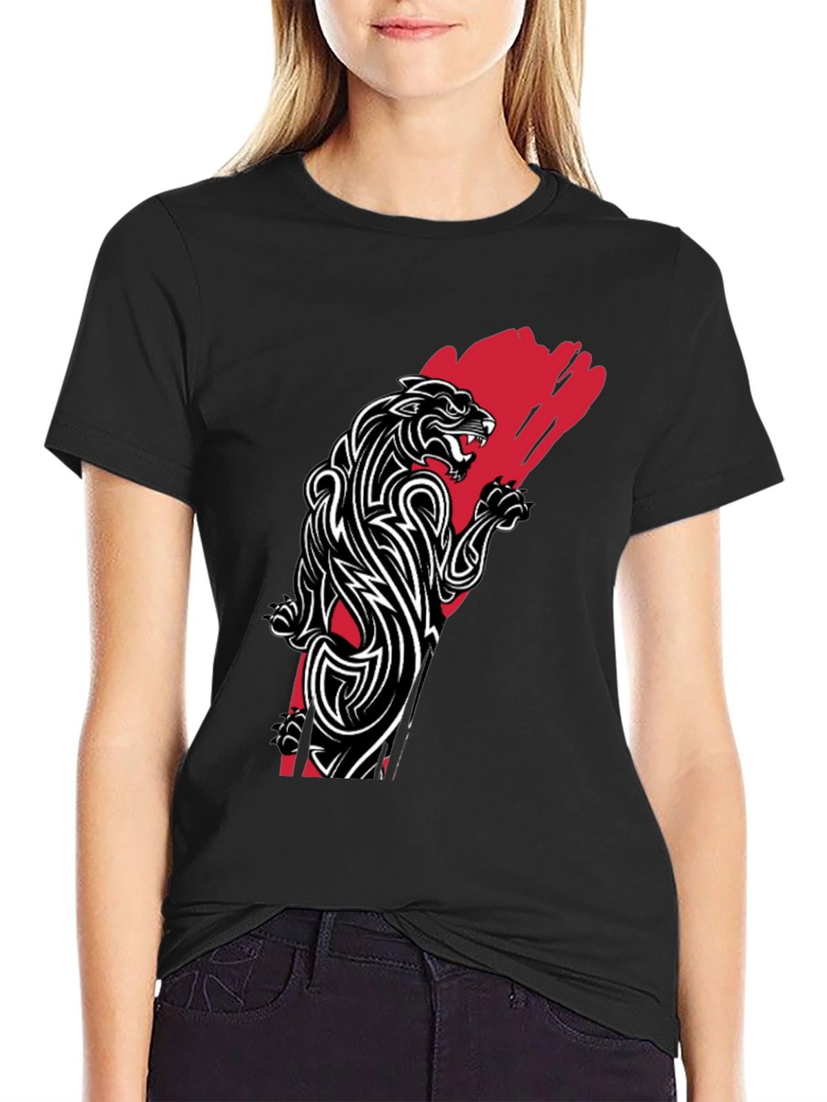 Tribal Panther Graphic Tee - Black