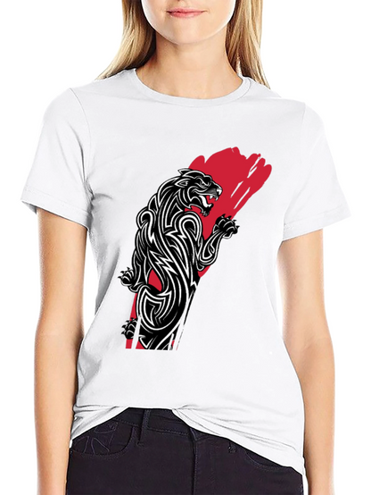 Tribal Panther Graphic Tee - Black