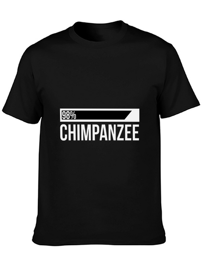 98% Chimpanzee Humor Graphic Tee - Black Cotton